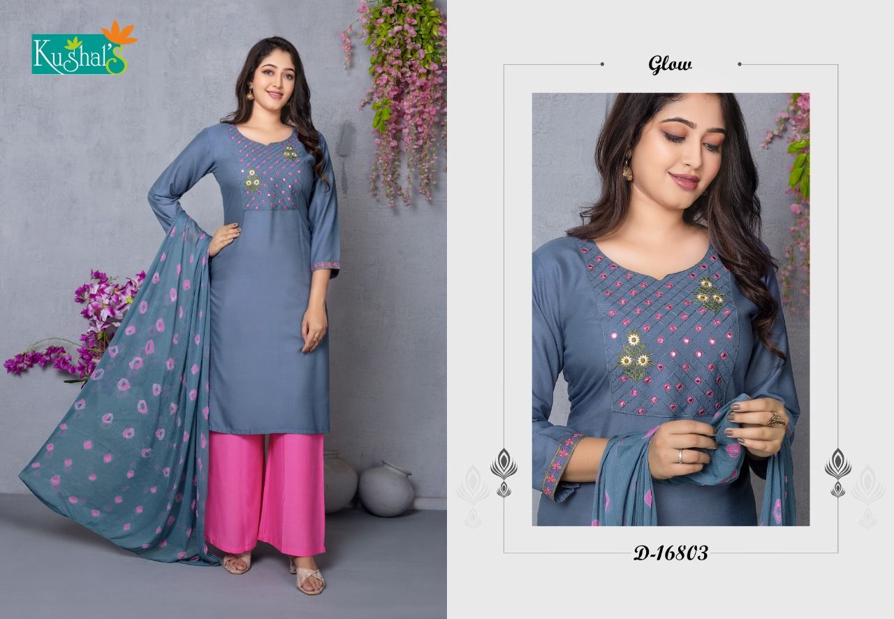 Kushal Sanorita Kurti With Plazzo And Dupatta Rayon Readymade Dress Collection